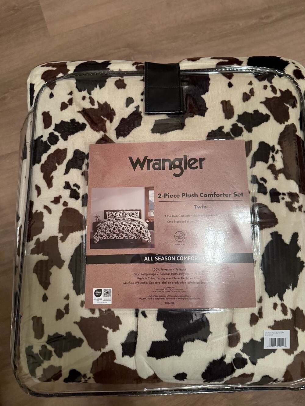 Wrangler Plush Comforter Set Twin Brown Cow Print